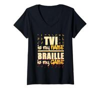 Mujer Braille Teacher TVI Is My Name Camiseta Cuello V