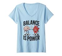 Mujer Brain Heart Hi-Five Emotional Intelligence Balance Is Power Camiseta Cuello V