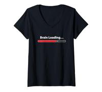 Mujer Brain Loading Funny Morning Motivation Quotes Thinking Meme Camiseta Cuello V