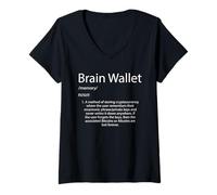 Mujer Brain Wallet Claves Definición Criptomoneda Seguridad Criptomoneda Camiseta Cuello V