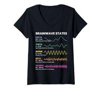 Mujer Brainwave States Patrones de frecuencia Actividad Mental Ciencia Camiseta Cuello V