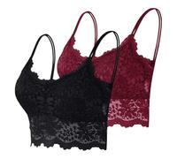 Mujer Bralette Sin forro Espalda Nadadora Crop Top Bustier Sujetador de Encaje Floral combinado con un diseño sin anillo de acero y disfrutando de una respiración libre todo el día2026, d, M