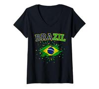 Mujer Brasil Flag Brazil Kids Womens Mens Retro Brazilian Souvenir Camiseta Cuello V