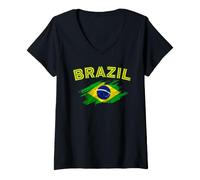 Mujer Brasil Flag Brazil Kids Womens Mens Retro Brazilian Souvenir Camiseta Cuello V
