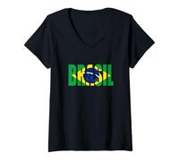 Mujer Brasil Hombres Mujeres Niños Brasil Bandeira do Brasil Camiseta Cuello V