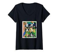 Mujer Brasil Selva Animales Word Art - Recuerdo de Brasil Camiseta Cuello V