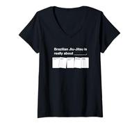 Mujer Brasileño Jiu Jitsu Cartas Parodia Camiseta Cuello V
