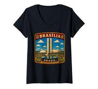 Mujer Brasilia Brasil Viaje Familiar a Brasilia Vacaciones Camiseta Cuello V