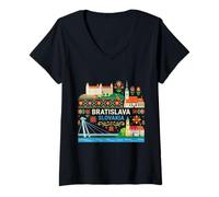 Mujer Bratislava, Eslovaquia, Recuerdo de Viaje, Regalo de Ciudad Camiseta Cuello V