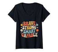 Mujer Brave Strong Smart Capable Personalidad empoderada - Camiseta Cuello V