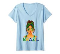 Mujer Brazilian Girl Brazil Flag Brazilian Girlfriend Wife Camiseta Cuello V