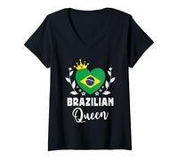 Mujer Brazilian Queen Brazil Flag Proud Brazilian Woman Camiseta Cuello V