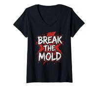 Mujer Break The Mold Agitado Grunge Tipografía Motivación Cita Camiseta Cuello V
