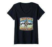 Mujer Breakin' Hearts, Rippin' Farts Funny Sasquatch Bigfoot 80s Camiseta Cuello V