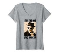 Mujer Breaking Bad I Am The One Who Knocks Sepia Portrait TV Show Camiseta Cuello V