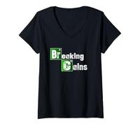 Mujer Breaking Gains Ciencias de la aptitu Camiseta Cuello V