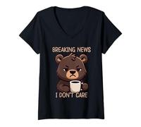 Mujer Breaking News I Don't Care Camiseta Cuello V