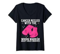 Mujer Breast Cancer Warrior Women Breast Cancer Awareness Gifts Camiseta Cuello V