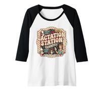 Mujer Breastfeeding & Pumping Humor, Nursing Top, Lactating Mom Camiseta Manga Raglan