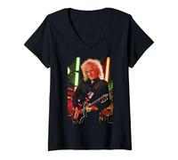 Mujer Brian May Guitar Live Queen & Adam Lambert por Dick Barnatt Camiseta Cuello V
