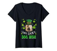Mujer Briard One Lucky Dog Mom Funny Dogs Lover St Patrick's Day Camiseta Cuello V