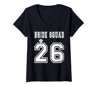 Mujer Bride Squad 2026 Fiesta Nupcial Despedida de Soltera Equipo Ducha grupal Camiseta Cuello V