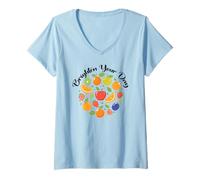 Mujer Brighten Your Day Cute Fruit Design - Cita estética Camiseta Cuello V
