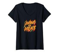Mujer Bring The Heat Spicy Chili Pepper Hot Food Lover Camiseta Cuello V