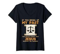 Mujer Bring Up My Past Jesus Drop Charges Christian Hombres Mujeres Niños Camiseta Cuello V