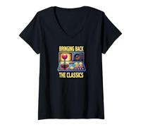 Mujer Bringing Back The Classics Retro Arcade Gamer Camiseta Cuello V