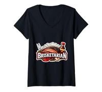 Mujer Brisketarian, Divertido Amante de Las pechugas, carnívoro, Dieta cetogénica, Barbacoa Camiseta Cuello V