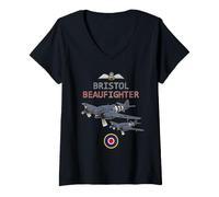 Mujer Bristol Beaufighter British WW2 Avión Camiseta Cuello V