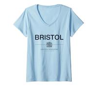 Mujer Bristol Ciudad Natal West Country Inglaterra Reino Unido Camiseta Cuello V