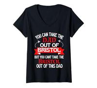 Mujer Bristol Papá no puede sacarlo de Bristol Camiseta Cuello V
