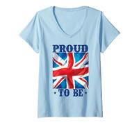 Mujer Británico, Orgulloso de ser británico, Inglaterra, Reino Unido, Reino Unido Camiseta Cuello V