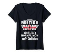 Mujer British Mom Just Like Normal Mom Except Much Cooler Mothers Camiseta Cuello V