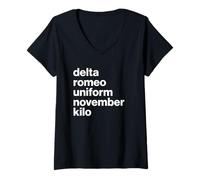 Mujer British Slang Phonetic Alphabet Drunk Camiseta Cuello V