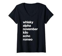 Mujer British Slang Phonetic Alphabet Wanker Camiseta Cuello V