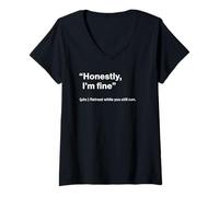 Mujer British Translation: Honestly, I'm Fine” Camiseta Cuello V