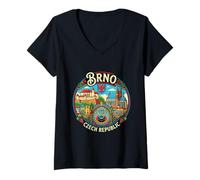 Mujer Brno República Checa Viaje Souvenir City Gift Camiseta Cuello V