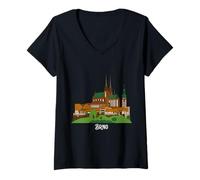Mujer Brno República Checa Viaje Souvenir City Monumento Regalo Camiseta Cuello V