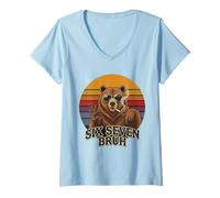 Mujer Brocha Smoking Bear Six Seven 67 Camiseta Cuello V
