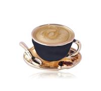 Mujer Broche creativos Broche con forma de disco de cuchara y taza de café, bonito, for hombre y mujer(Black)