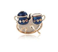 Mujer Broche creativos Broches con forma de taza de tetera doble esmaltada for mujer, accesorios for trajes, ropa, sombreros, cafeterías, insignias, hijab, bufanda, hebilla, regalo(Color2)