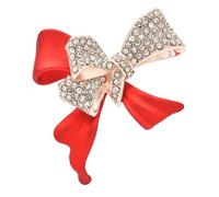 Mujer Broche creativos Broches de lazo rojo con diamantes de imitación for mujer, hermoso nudo de Año Nuevo, broche informal for fiesta, regalo