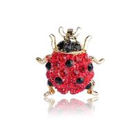 Mujer Broche creativos Broches de mariquita con cristales rojos pequeños y completos for niños, camisa, broche de insectos escarabajos de color dorado, bufanda, Corsa