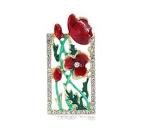 Mujer Broche creativos Hermosos broches de flores for mujer, diseño de marco de esmalte rojo, plantas, fiesta, oficina, moda, regalos