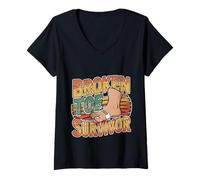 Mujer Broken Toe Survivor Recuperación retirada -- Camiseta Cuello V