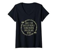 Mujer Broma de gramática Inglesa Adecuada para Maestros, escritores y editores Camiseta Cuello V