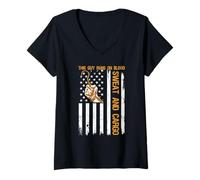 Mujer Broma divertida sobre un estibador con la bandera de Pride USA Camiseta Cuello V